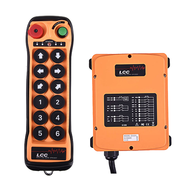 Télécommande industrielle imperméable de radio de grue d'étape unique de Q1200 LCC 12 boutons